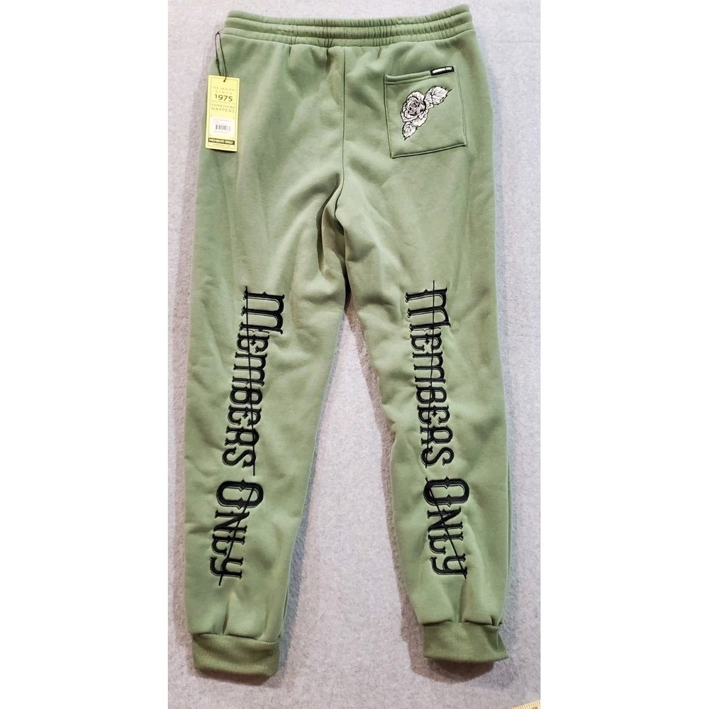 The‎ Original Members Only Olive Green Men's Unisex Large Skull Roses Sweatpants - Picture 2 of 10